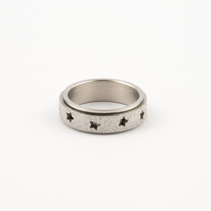 Anillo Deslizante Estrellas Aspero Plateado