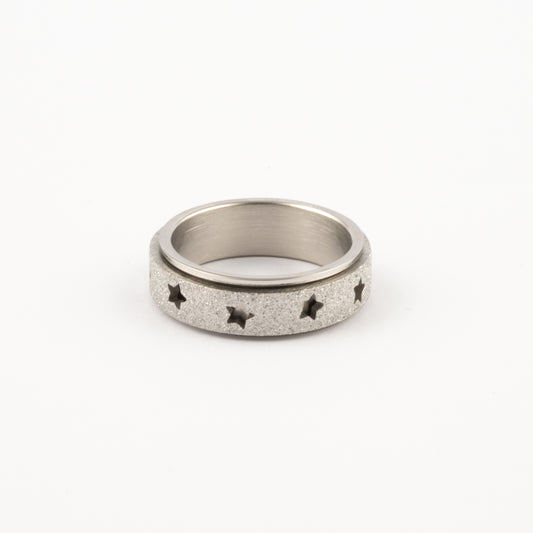 Anillo Deslizante Estrellas Aspero Plateado
