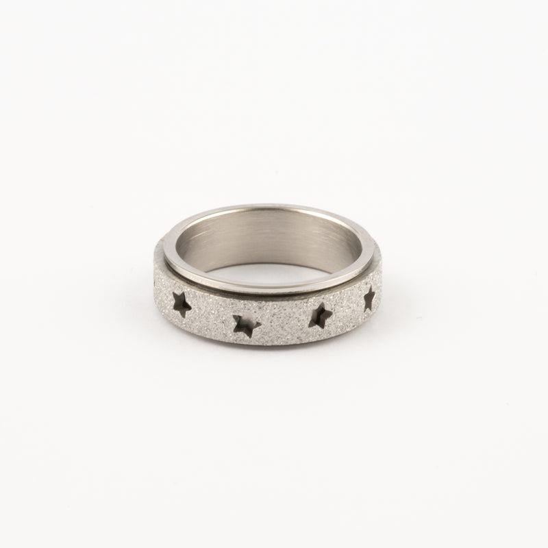 Anillo Deslizante Estrellas Aspero Plateado