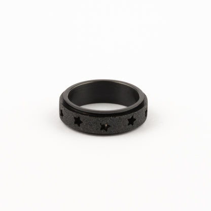 Anillo Deslizante Estrellas Aspero Negro