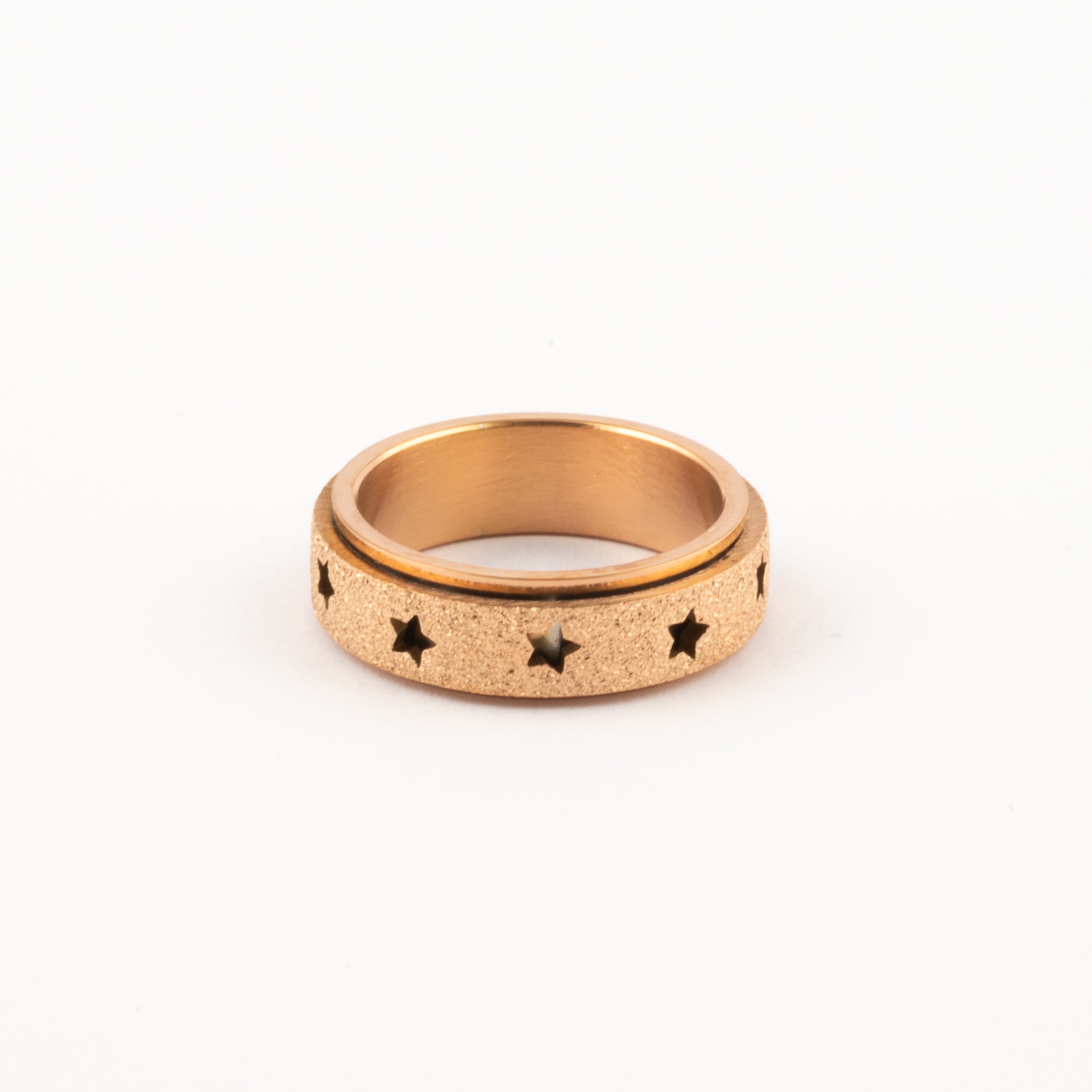 Anillo Deslizante Estrellas Aspero Oro Rosa