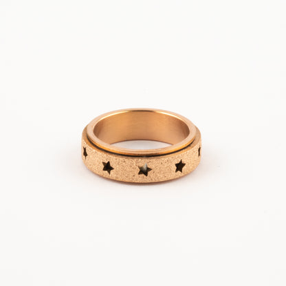 Anillo Deslizante Estrellas Aspero Oro Rosa