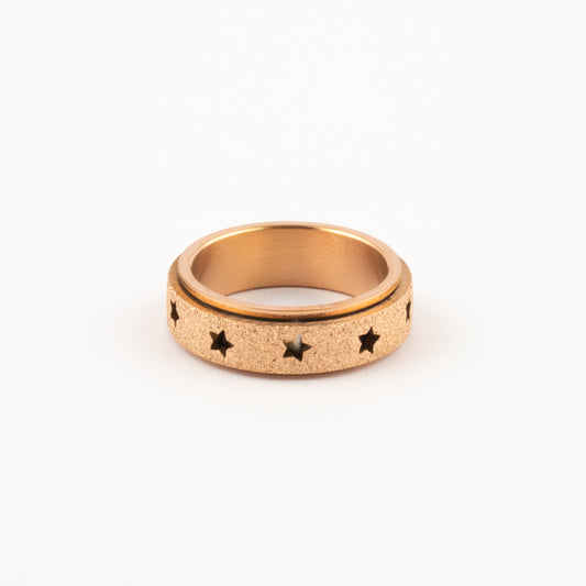 Anillo Deslizante Estrellas Aspero Oro Rosa