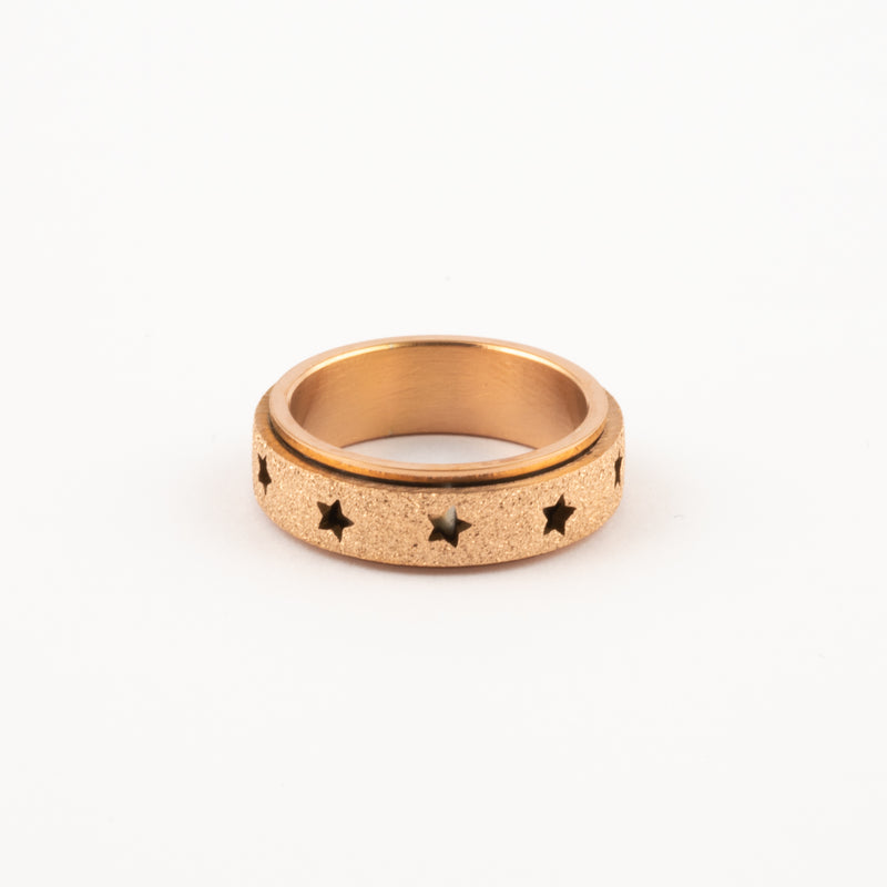 Anillo Deslizante Estrellas Aspero Oro Rosa
