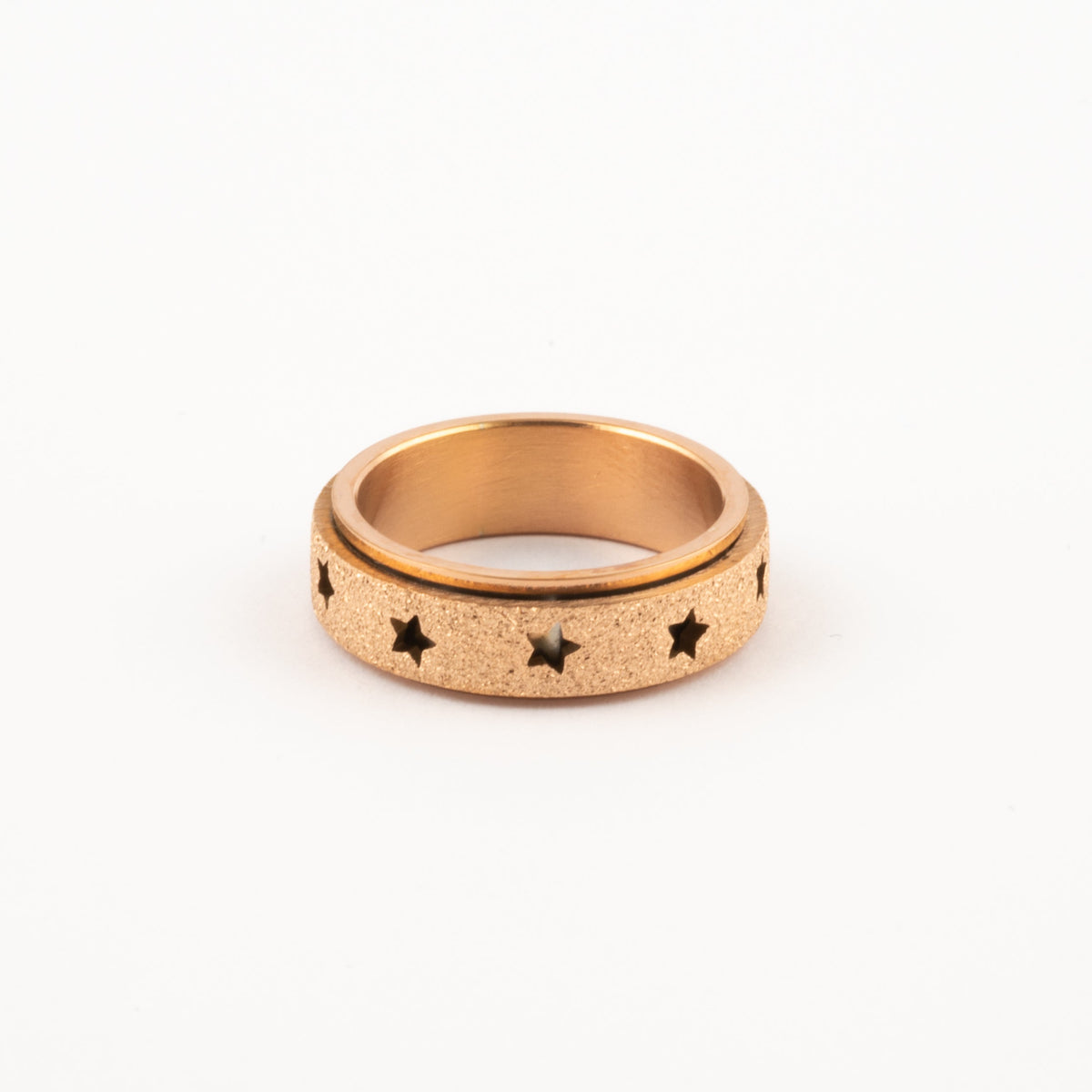 Anillo Deslizante Estrellas Aspero Oro Rosa
