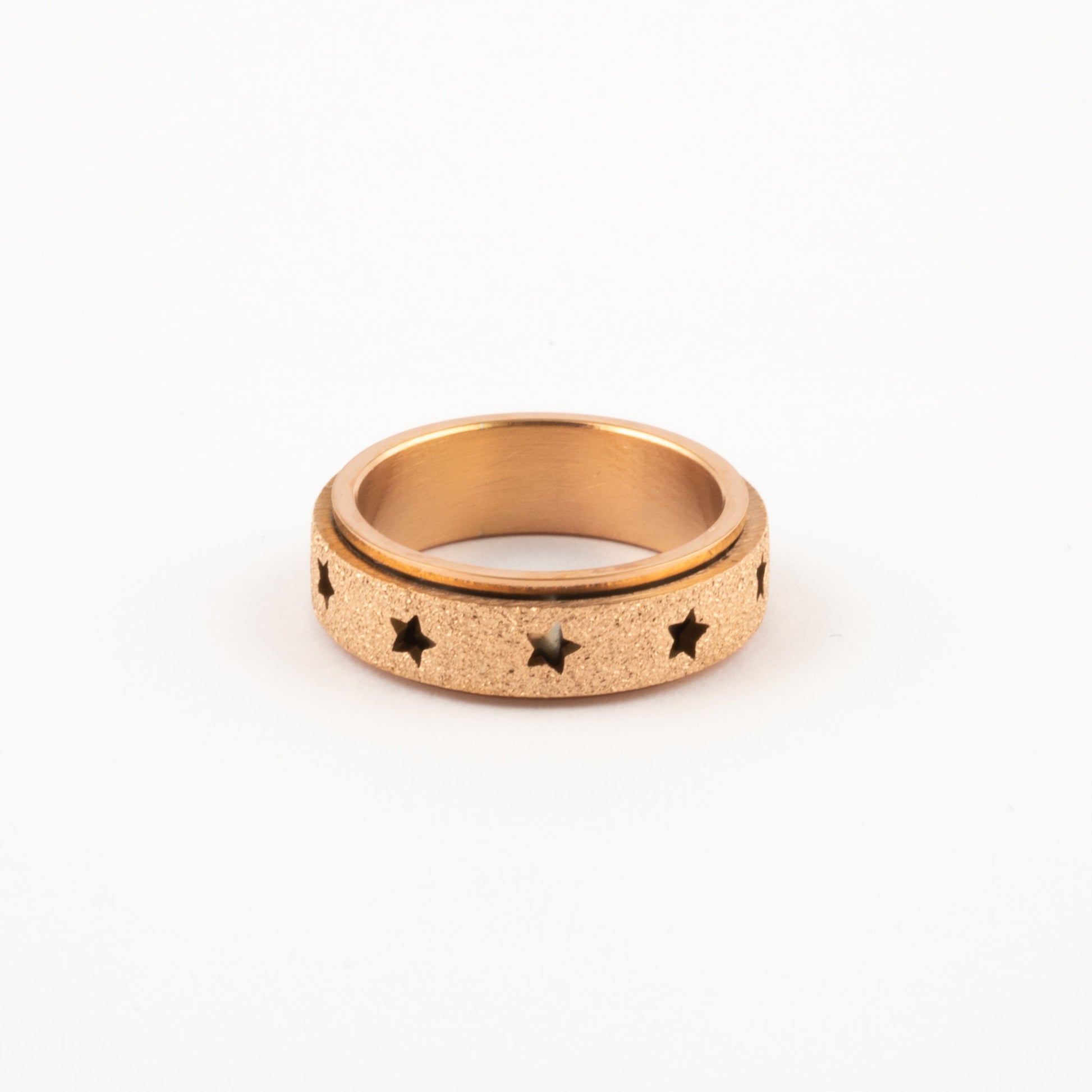 Anillo Deslizante Estrellas Aspero Oro Rosa