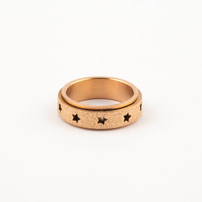 Anillo Deslizante Estrellas Aspero Oro Rosa