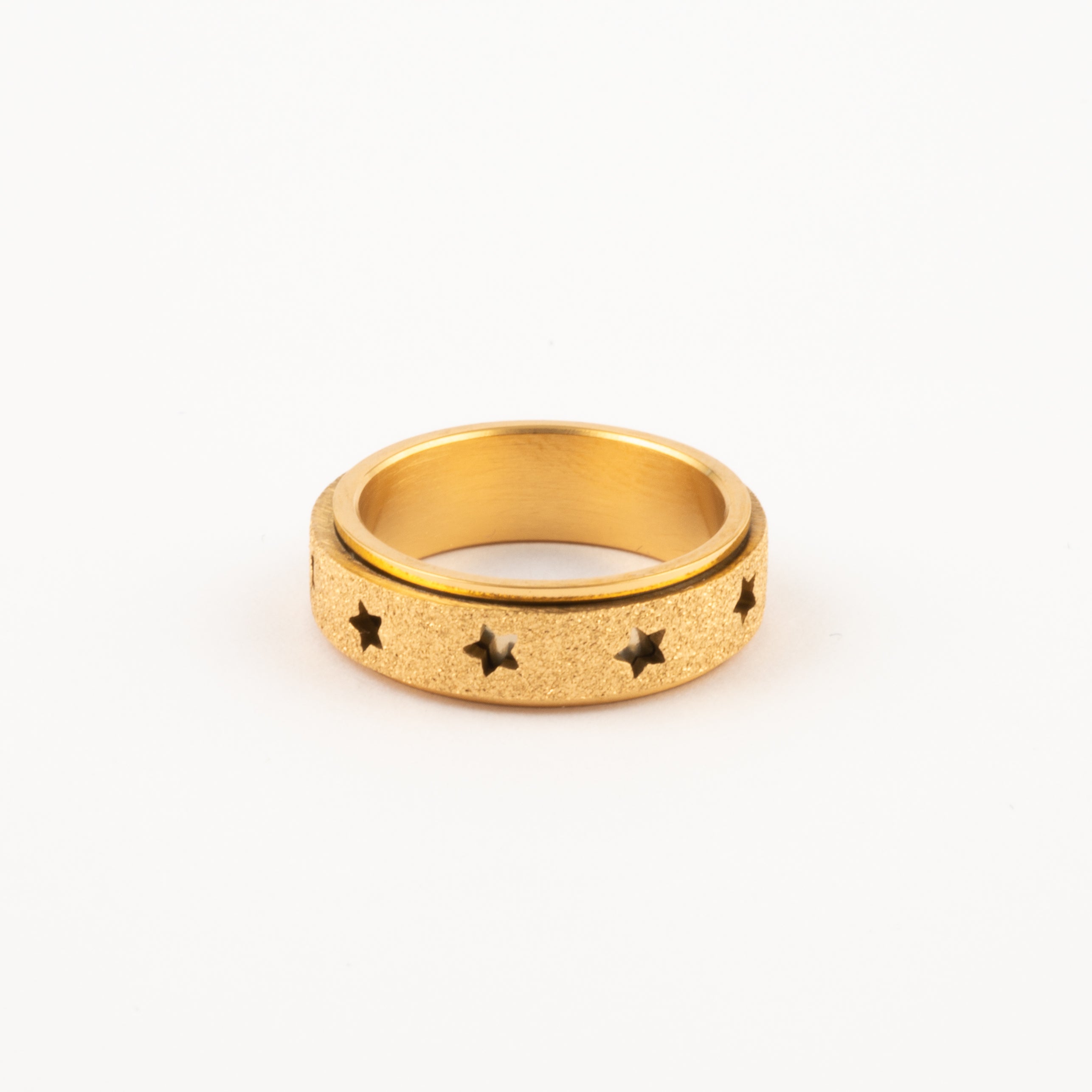 Anillo Deslizante Estrellas Aspero Dorado