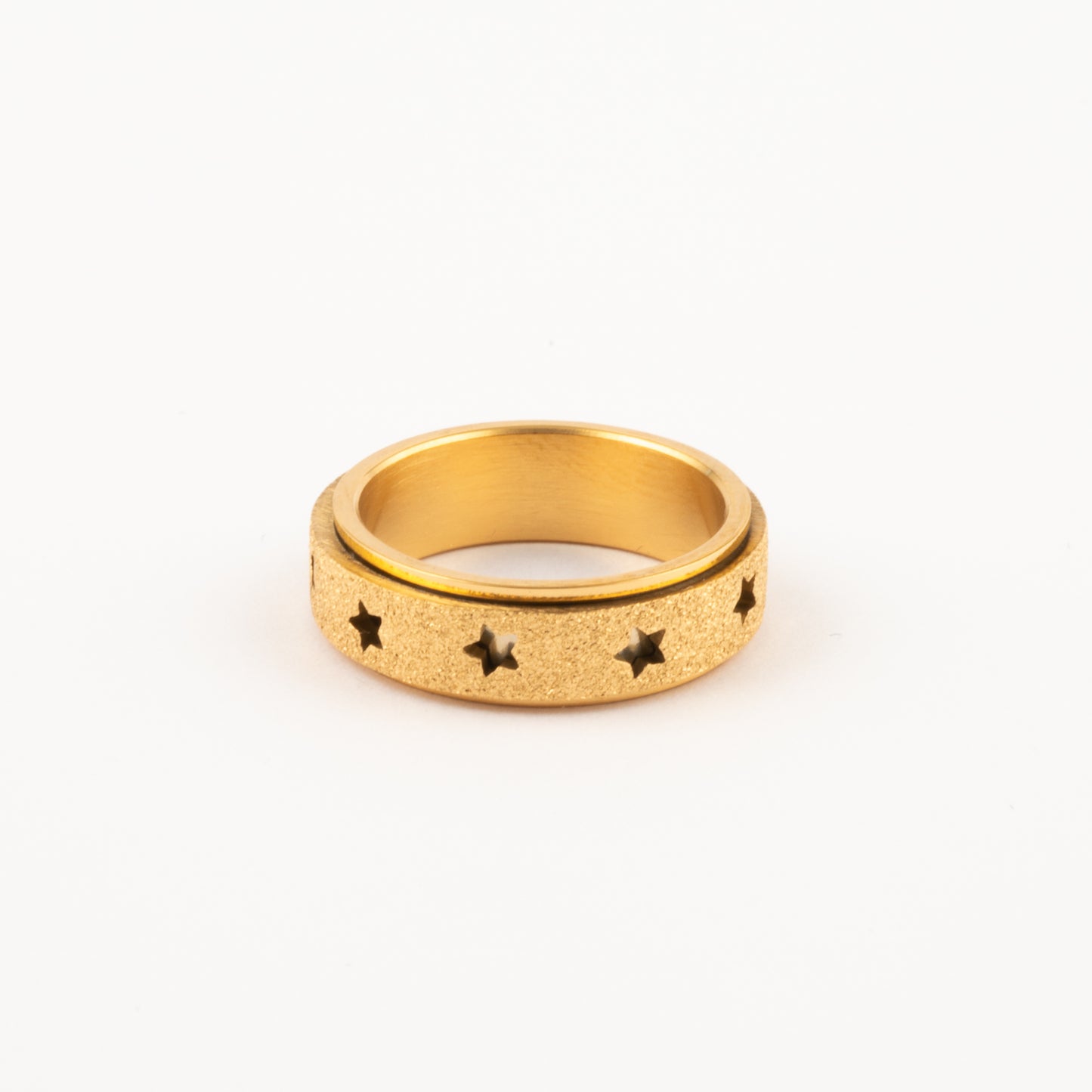 Anillo Deslizante Estrellas Aspero Dorado