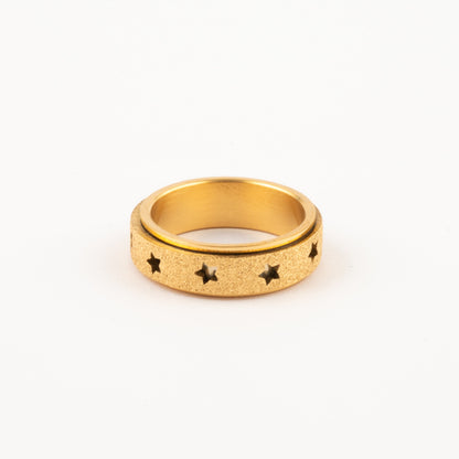 Anillo Deslizante Estrellas Aspero Dorado