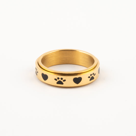Anillo Deslizante Patitas de Perro Dorado