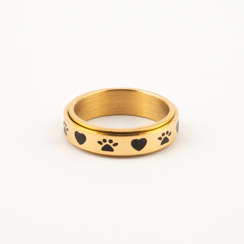 Anillo Deslizante Patitas de Perro Dorado