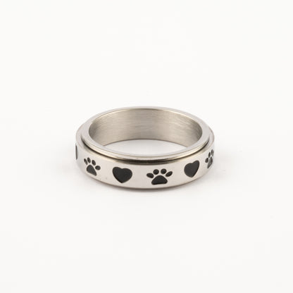 Anillo Deslizante Patitas de Perro Plateado