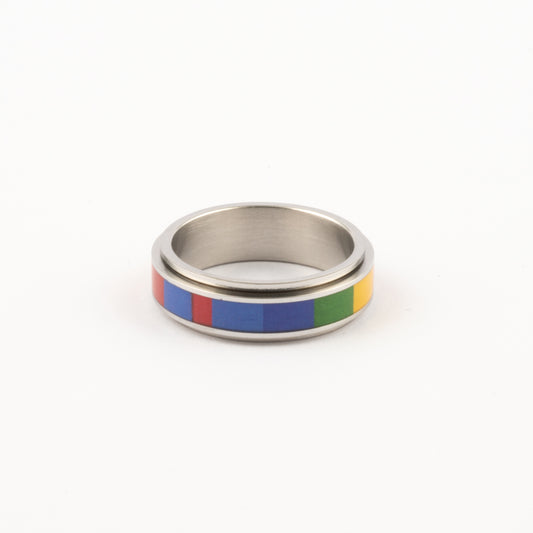 Anillo Deslizante Multicolor Plateado