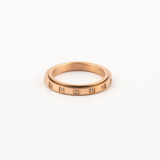 Anillo Deslizante Delgado Brillos Oro Rosa