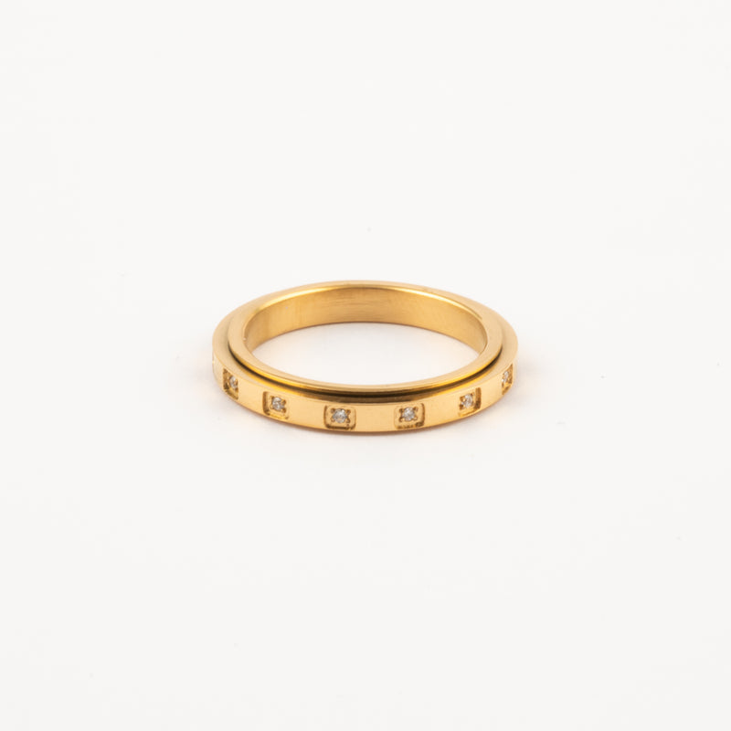 Anillo Deslizante Delgado Brillos Dorado
