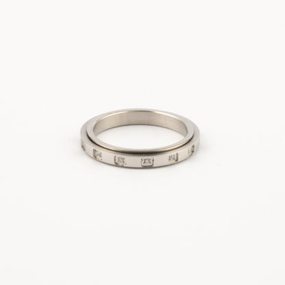 Anillo Deslizante Delgado Brillos Plateado
