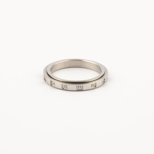 Anillo Deslizante Delgado Brillos Plateado