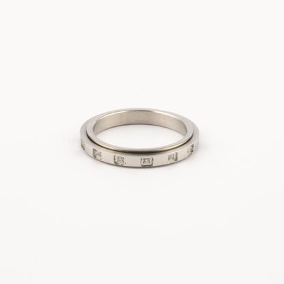 Anillo Deslizante Delgado Brillos Plateado