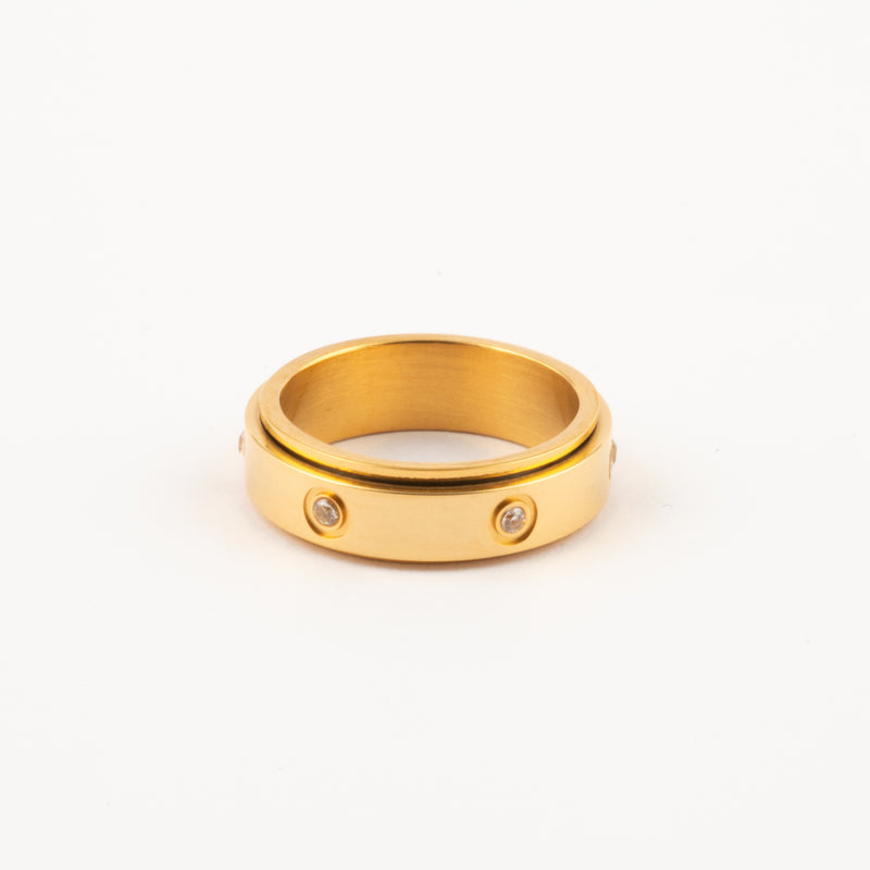 Anillo Deslizante Insertos Zirconias Dorado