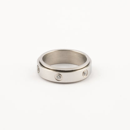 Anillo Deslizante Insertos Zirconias Plateado