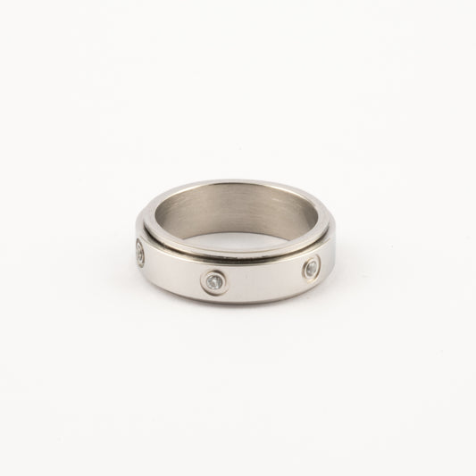 Anillo Deslizante Insertos Zirconias Plateado