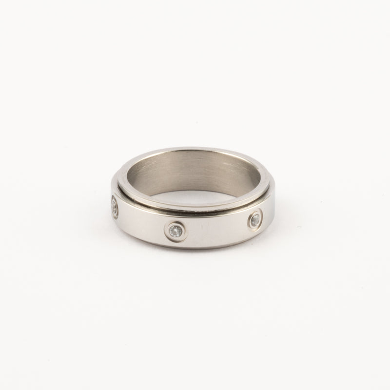 Anillo Deslizante Insertos Zirconias Plateado