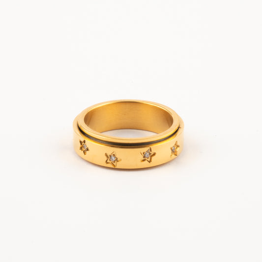 Anillo Deslizante Estrellas Zircon Dorado