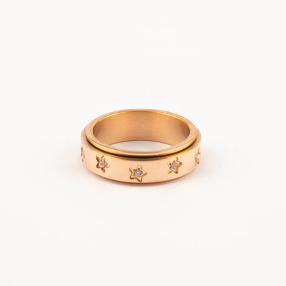 Anillo Deslizante Estrellas Zircon Oro Rosa