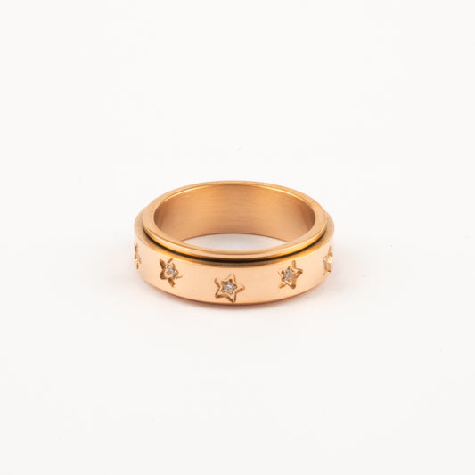 Anillo Deslizante Estrellas Zircon Oro Rosa