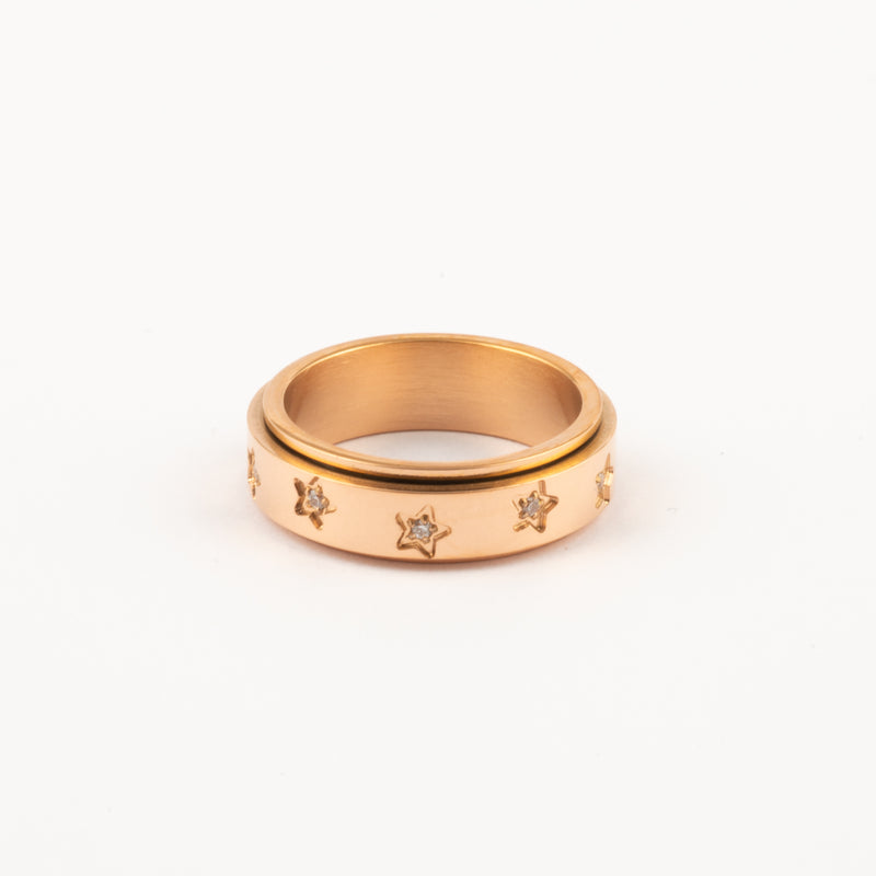 Anillo Deslizante Estrellas Zircon Oro Rosa