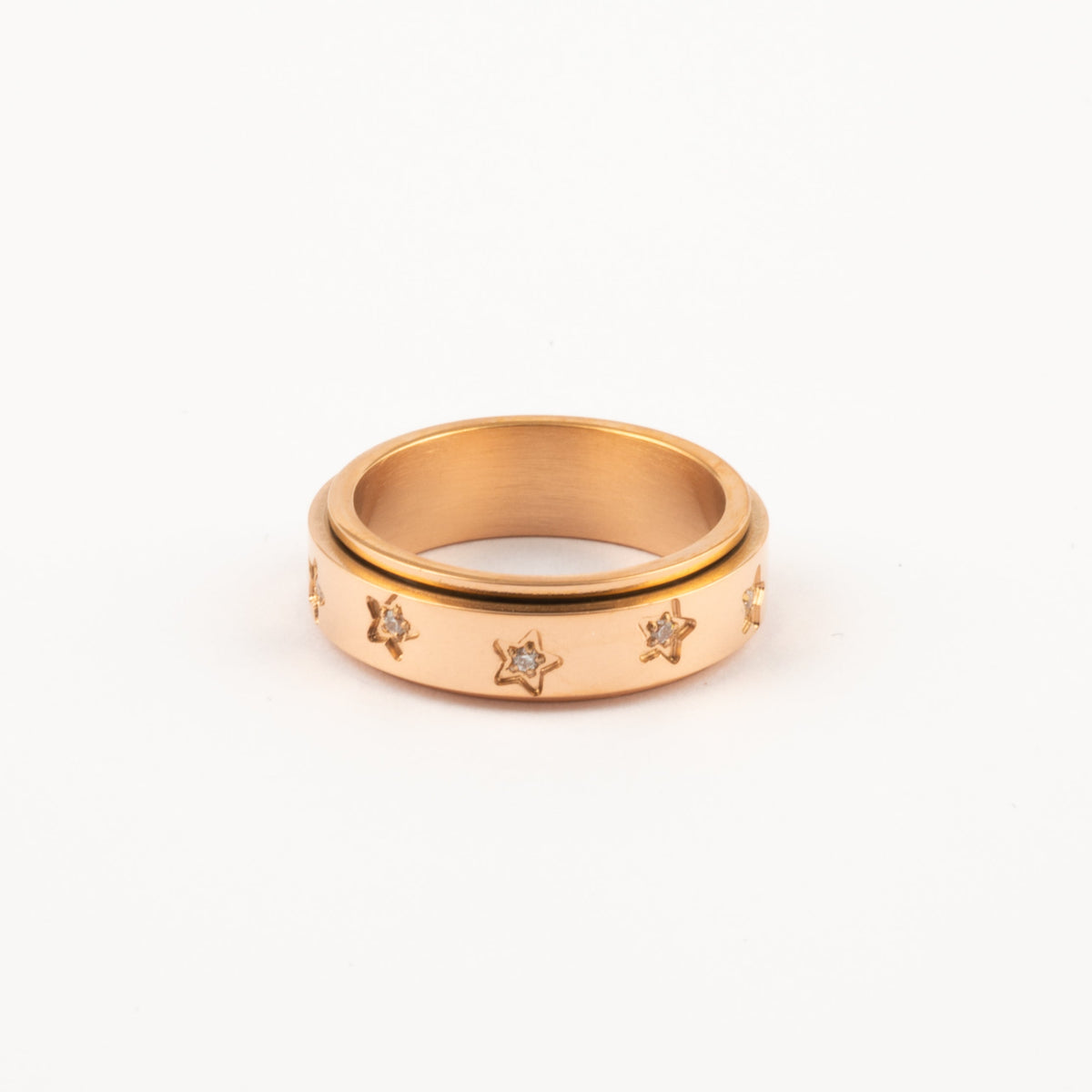 Anillo Deslizante Estrellas Zircon Oro Rosa
