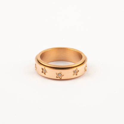Anillo Deslizante Estrellas Zircon Oro Rosa