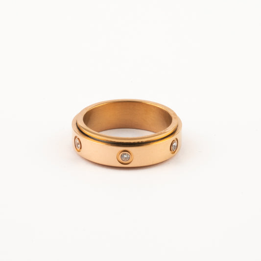 Anillo Deslizante Insertos Zirconias Oro Rosa