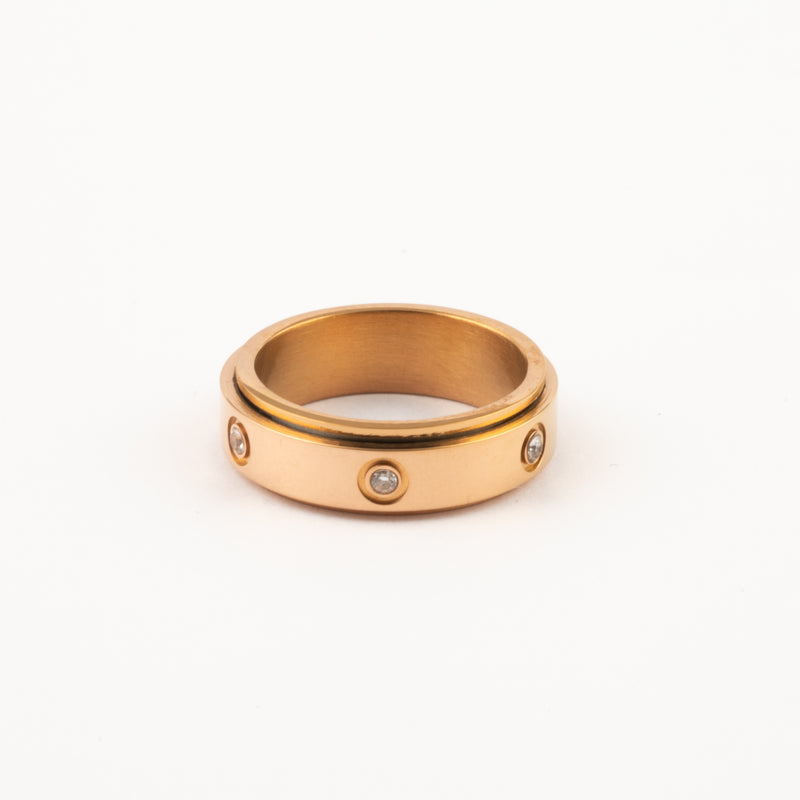 Anillo Deslizante Insertos Zirconias Oro Rosa