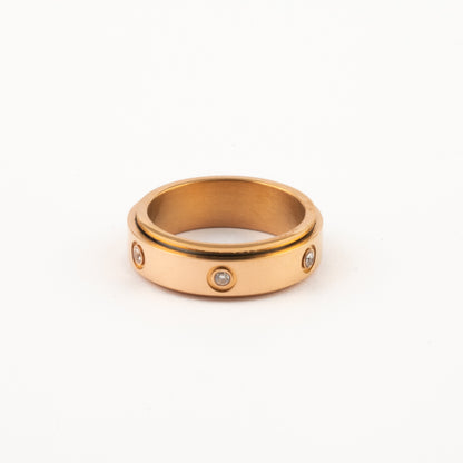 Anillo Deslizante Insertos Zirconias Oro Rosa