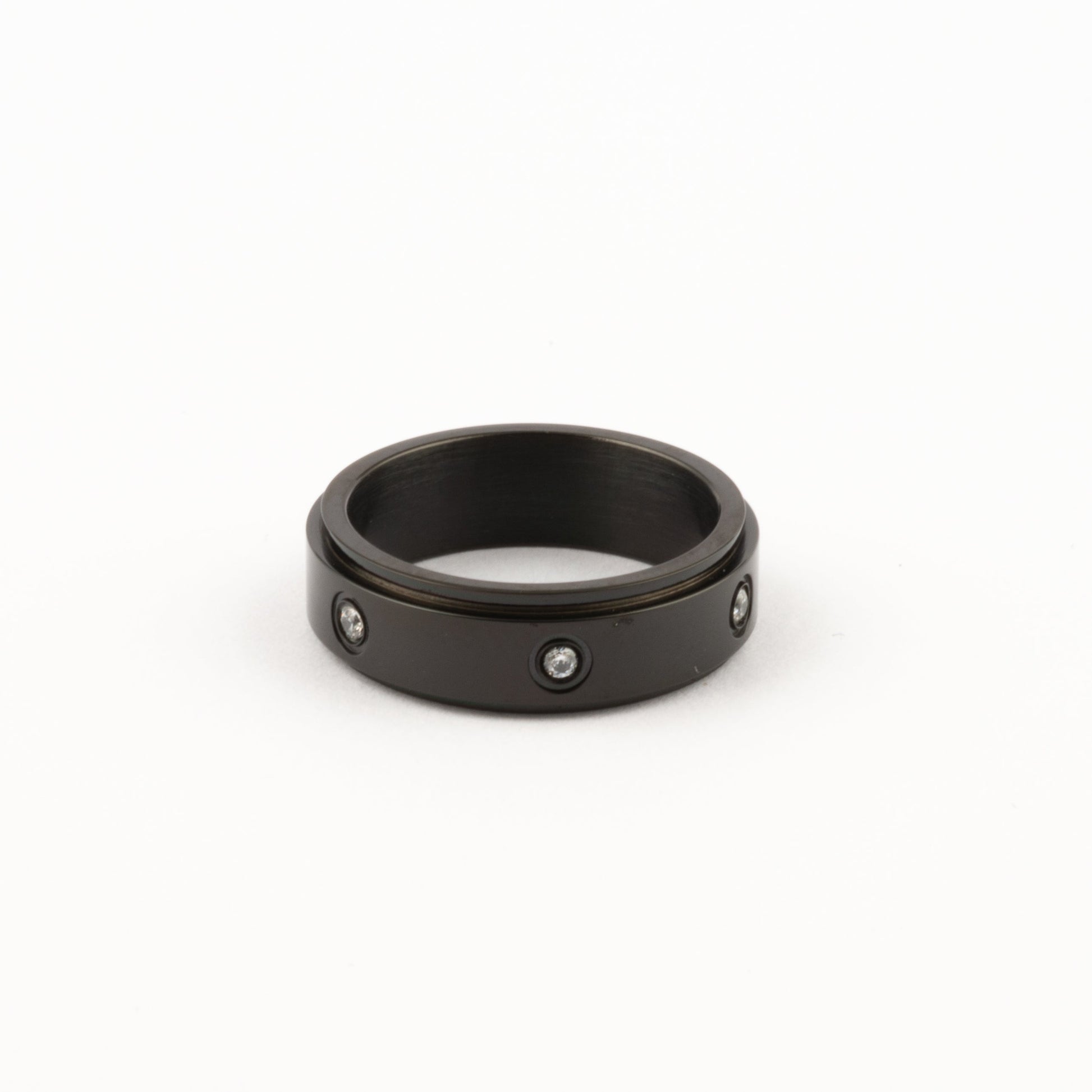Anillo Deslizante Insertos Zirconias Negro