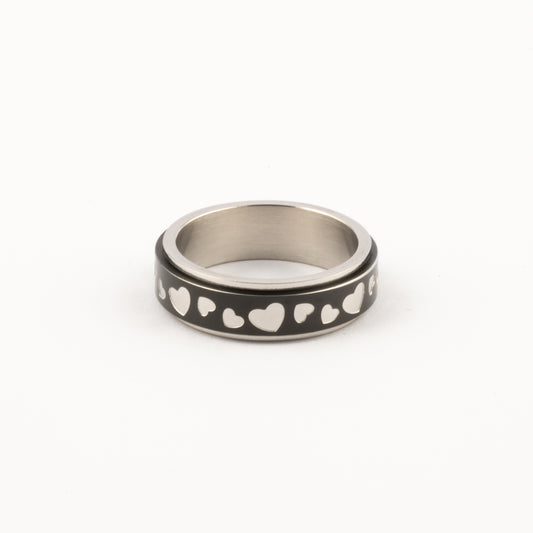 Anillo Deslizante Corazones Negro