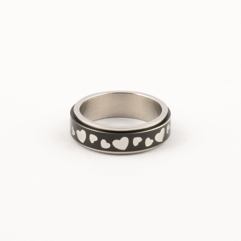 Anillo Deslizante Corazones Negro