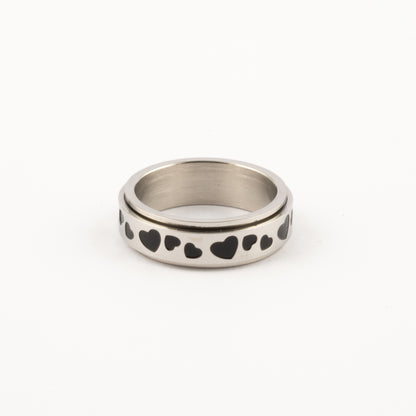 Anillo Deslizante Corazones Plateado