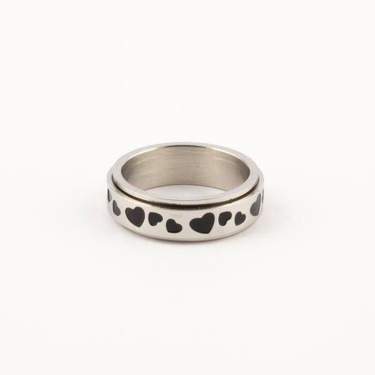 Anillo Deslizante Corazones Plateado