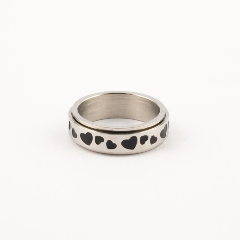 Anillo Deslizante Corazones Plateado