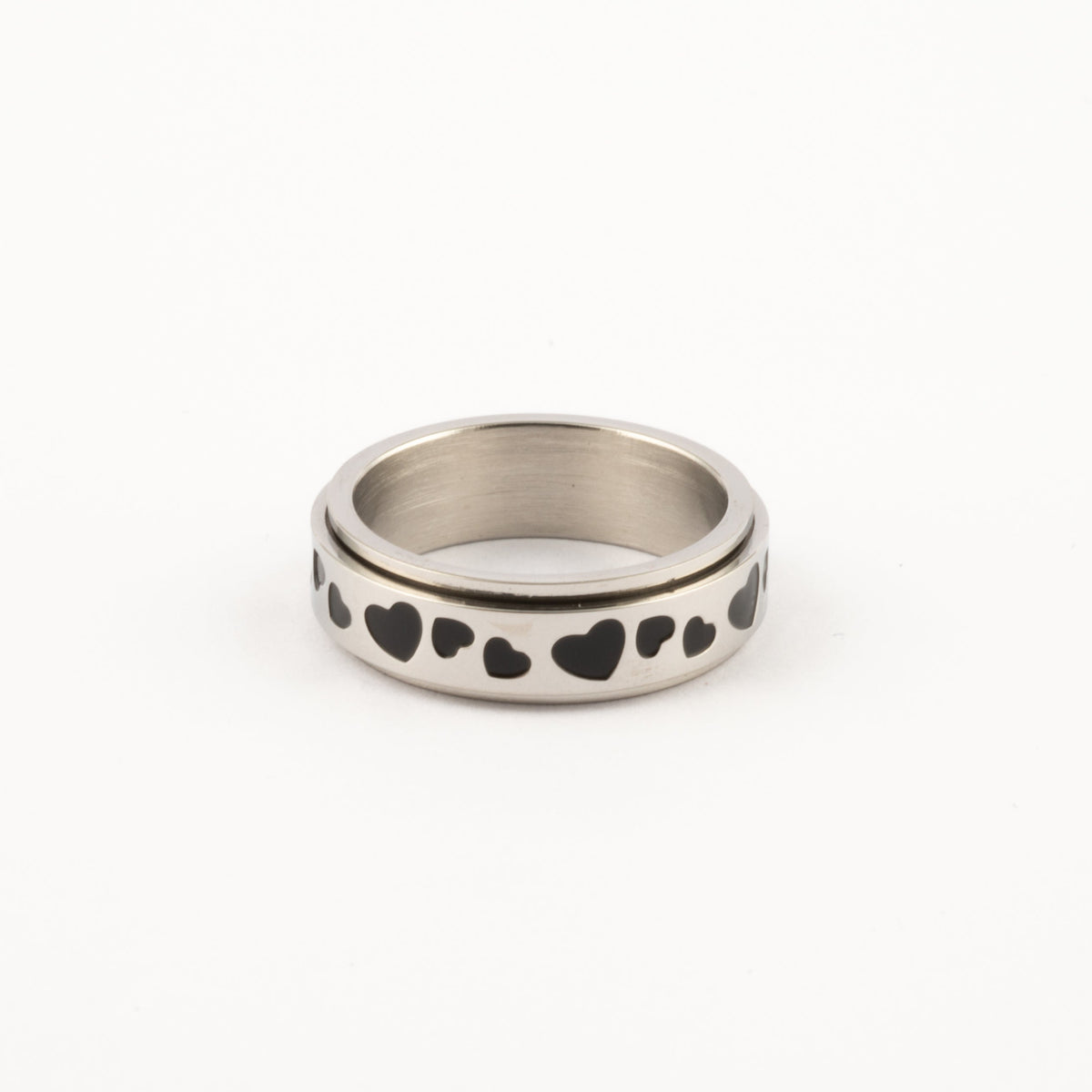 Anillo Deslizante Corazones Plateado