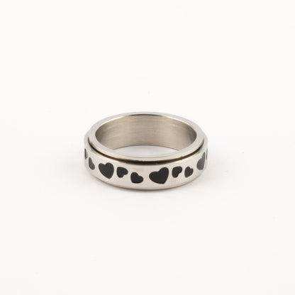 Anillo Deslizante Corazones Plateado