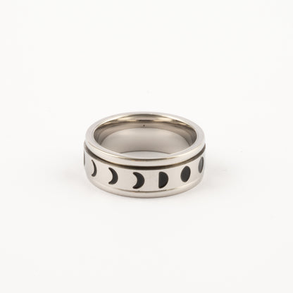 Anillo Deslizante Fases Lunares Plateado