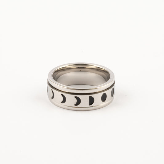 Anillo Deslizante Fases Lunares Plateado