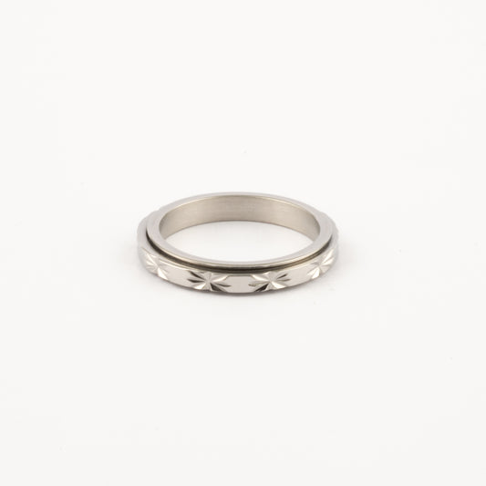 Anillo Deslizante Delgado Textura Plateado