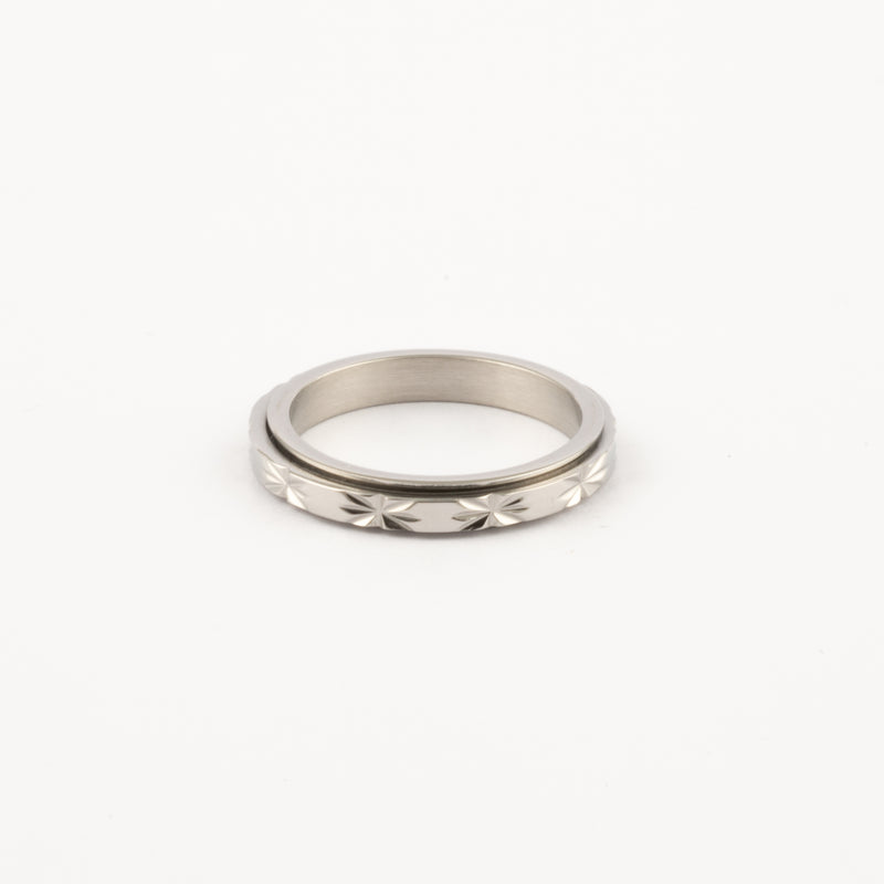 Anillo Deslizante Delgado Textura Plateado