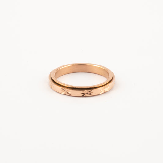 Anillo Deslizante Delgado Textura 1 Oro Rosa