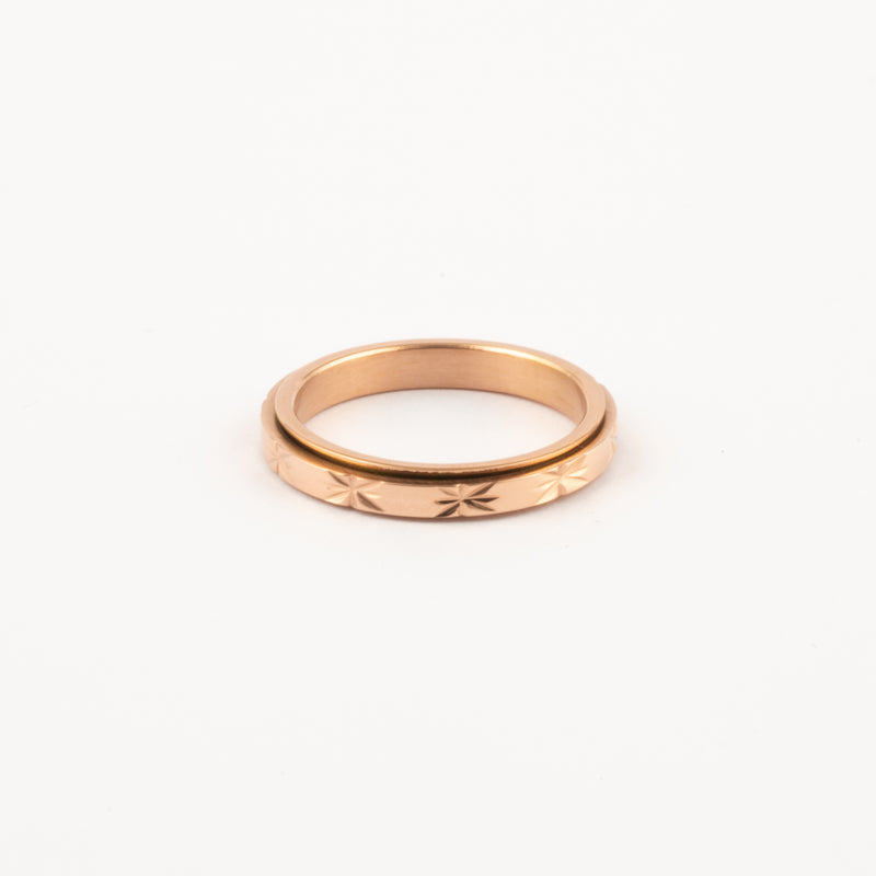 Anillo Deslizante Delgado Textura 1 Oro Rosa